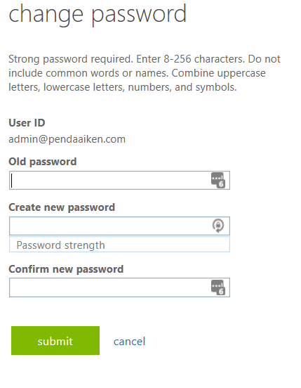 Office 365 Change your password